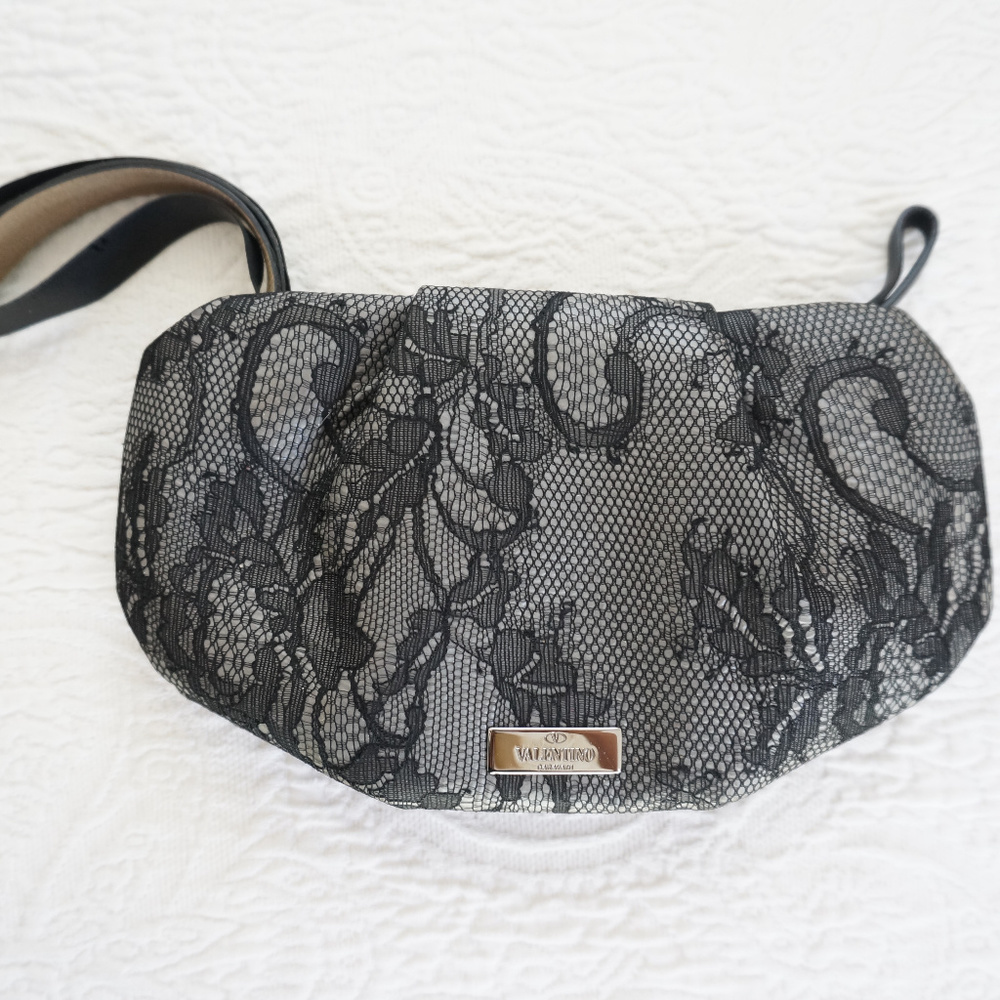 Valentino Black Lace Overlay Clutch